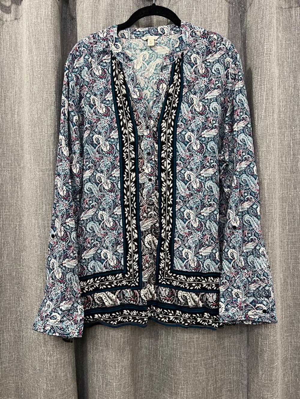 Chico's Paisley Print Tunic - Blue, White, Black